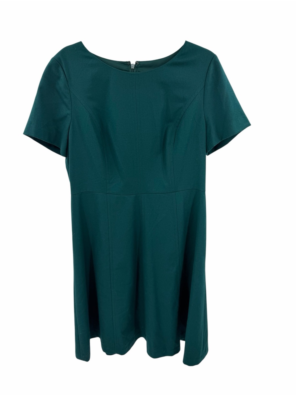 Talbots Emerald Green Wool Short Sleeve Shift Dress Formal Casual Office Size 12